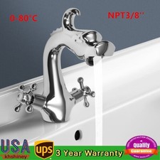 Silver Dragon Shape Two-Handle One Hole Bathroom Sink Mixer Tap Faucet Deck