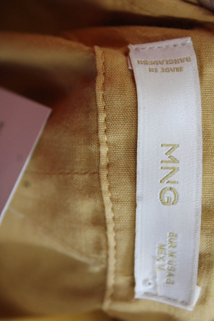 MNG Womens Yellow Basic Button-Up Blouse Collared… - image 4