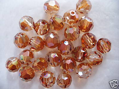 25 pc SWAROVSKI CRYSTAL COPPER 6mm Loose BEADS #5000 Round, Wedding, Free Ship