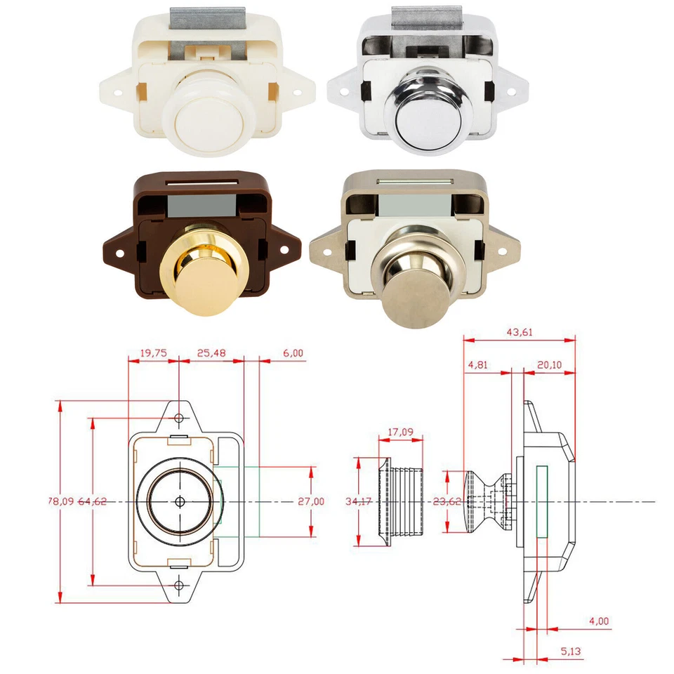 5/10x Push Lock Mobelschloss Druckschloss Druckknopf fur Boot Caravan Wohnmobil - Bild 2 von 4