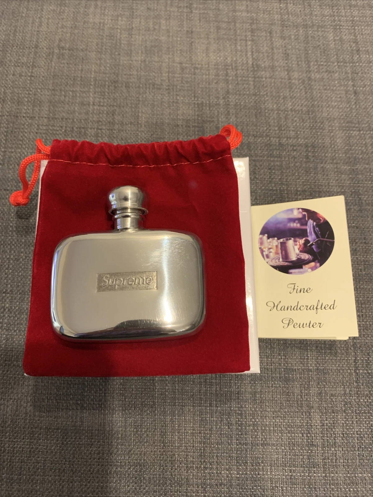 Mini bouteille en étain argent Supreme 1,5 once faite main FW20 LIVRAISON GRATUITE 