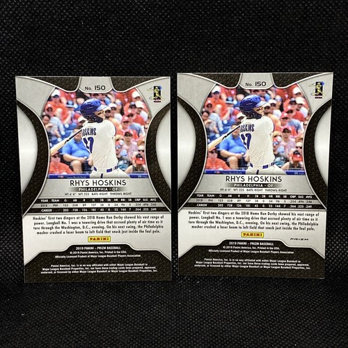 2019 Panini Prizm Silver Red Rhys Hoskins #150 & Base Philadelphia Phillies - Picture 2 of 2