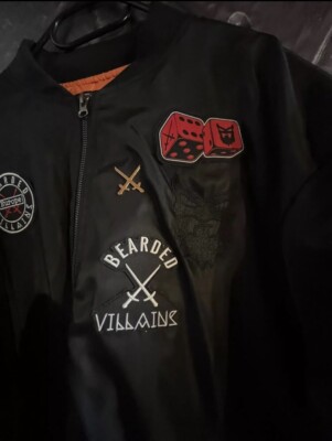 Bearded Villain Jacke Schwarz & Patch Jacket Black & Patches BV Bomber Unique