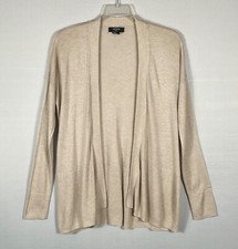 Verve Ami Sweater Womens L Beige Heather Cardigan Open Front Long Sleeve