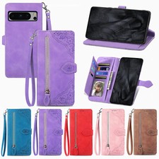 For Google Pixel 10 Pro XL/9/8/7 Magnetic Leather Wallet Zipper Case Stand Cover