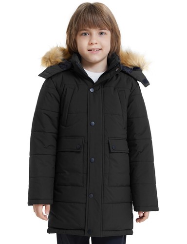 Chaqueta Parka Larga de Invierno para Niños Wantdo Forrada de Lana Abrigo Acolchado Capucha Extraíble - Imagen 12 de 33
