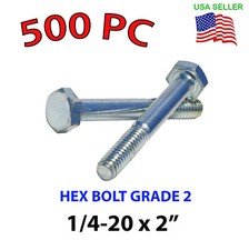  Qty 500 1/4-20 x 2" Hex Bolt Zinc Plated Grade 2 Cap Screw Partial Thread