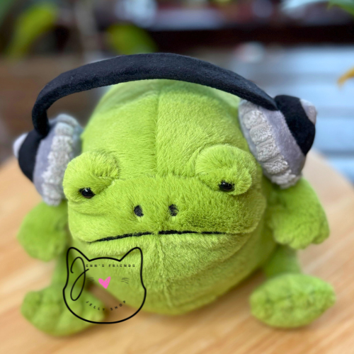 Jellycat RICKY RAIN FROG with HEADPHONES New BNWT RETIRED Soft