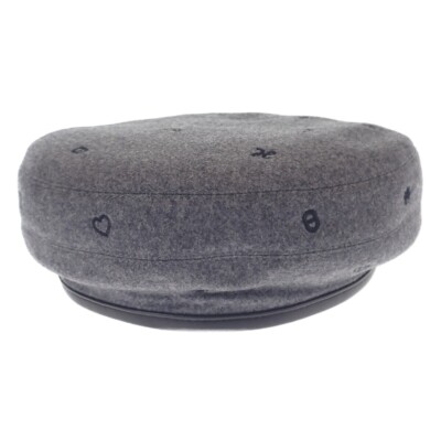 HERMES Saint Honore Charm Beret Cashmere Leather CHARBON  display picture 3
