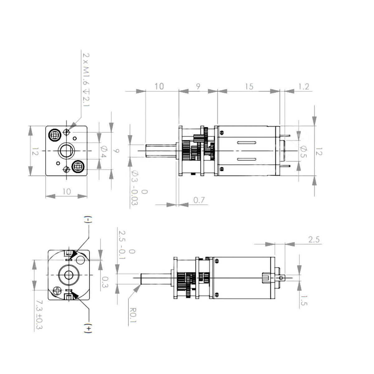 N20 Gearmotors 3V 6V 12V DC Reversible High Torque Precision Metal Gear