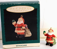 Vintage 1994 Hallmark Keepsake Miniature Ornament Jolly Visitor Santa