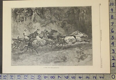 1885 EQUESTRIAN HORSE RACE OUTDOOR JOCKEY WOODCUT PONY PRINT 28236 | eBay