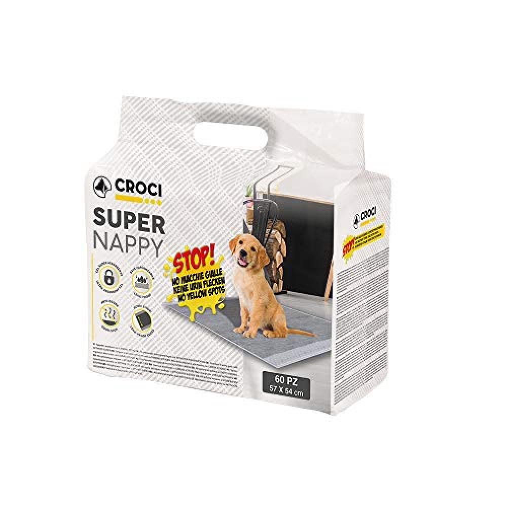 (TG. M - 57x54 cm) Croci Super Nappy Carboni attivi - Tappetini Igienici per Can