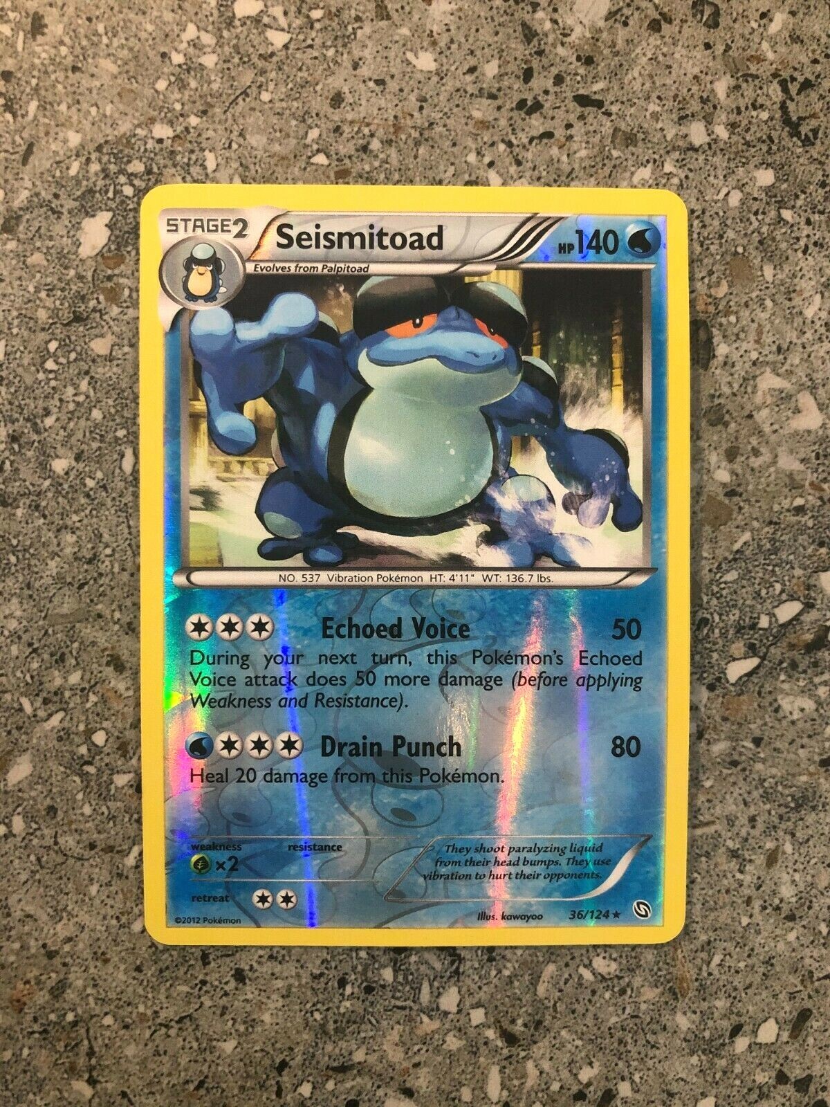 Pokemon TCG Cards Seismitoad 36/124 Dragons Exalted Reverse Holo Rare NM