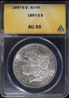1897-S $1 Morgan Silver Dollar ANACS AU 55