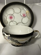 Vintage Raised Dragon Dragonware Moriage Lithophane Tea Cup And Saucer