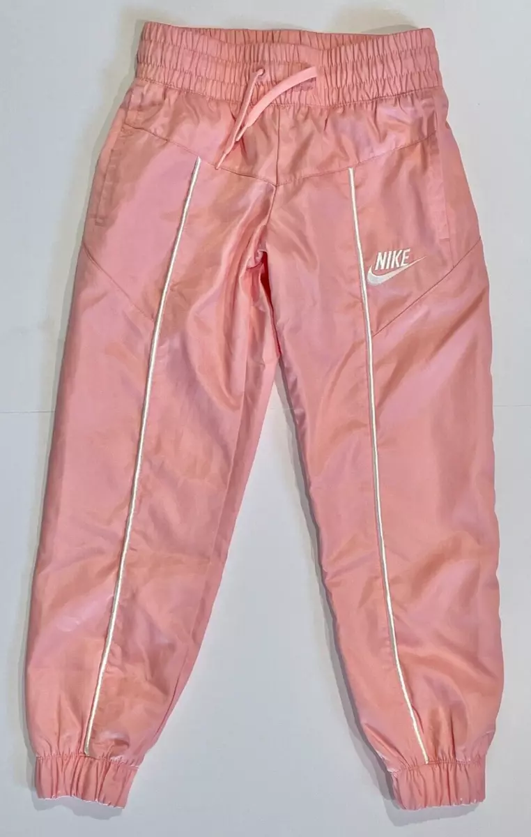 Nike Youth Girl Size Small Sportswear Satin Sateen Pink Pants Jogger Cargo  Track