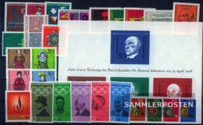 SAFE BRD Briefmarken Jahrgang 1968 Komplett Postfrisch – Michel-Nr. 546-575 Inkl. Block 4