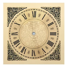 7.5 Inch Square Gold Finish Aluminium Roman Numeral Clock Dial