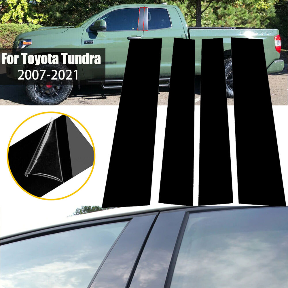 For Tundra TOYOTA Double Cab 2007-2021 Black Pillar Posts Door Window Cover Kits
