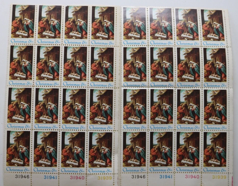 National Gallery of Art 6 Cent Christmas Stamp Sheet Plate Block 32 Stamps Total - Image 2 of 3