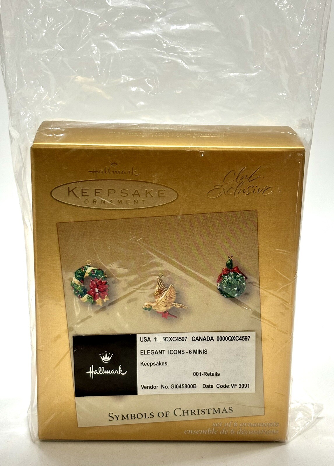 *NEVER OPENED* - 2003 Hallmark Ornament- SYMBOLS OF CHRISTMAS - Set Of 6 Diecast