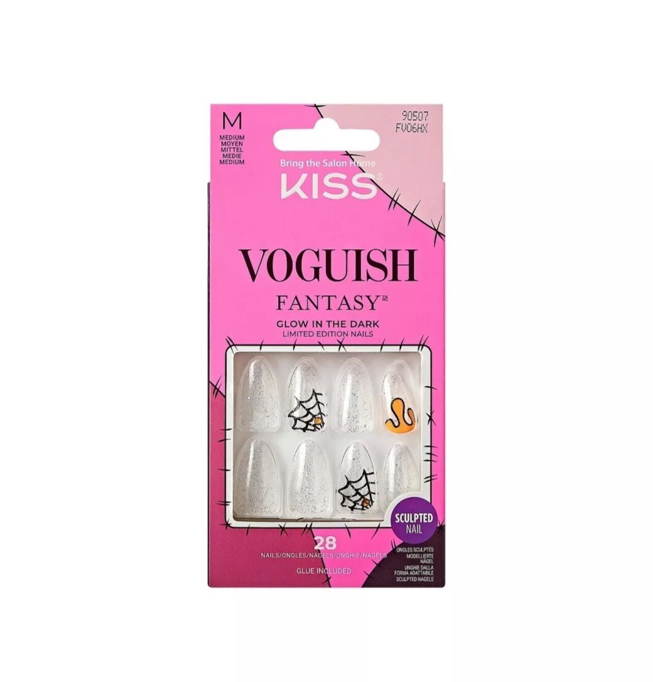 Kiss Voguish Fantasy Glow In Dark Sculpted Nails 28-Piece Limited Edition