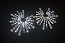 Gorgeous Rhinestone  Faux Pearl Snowflake Pierced Earrings
