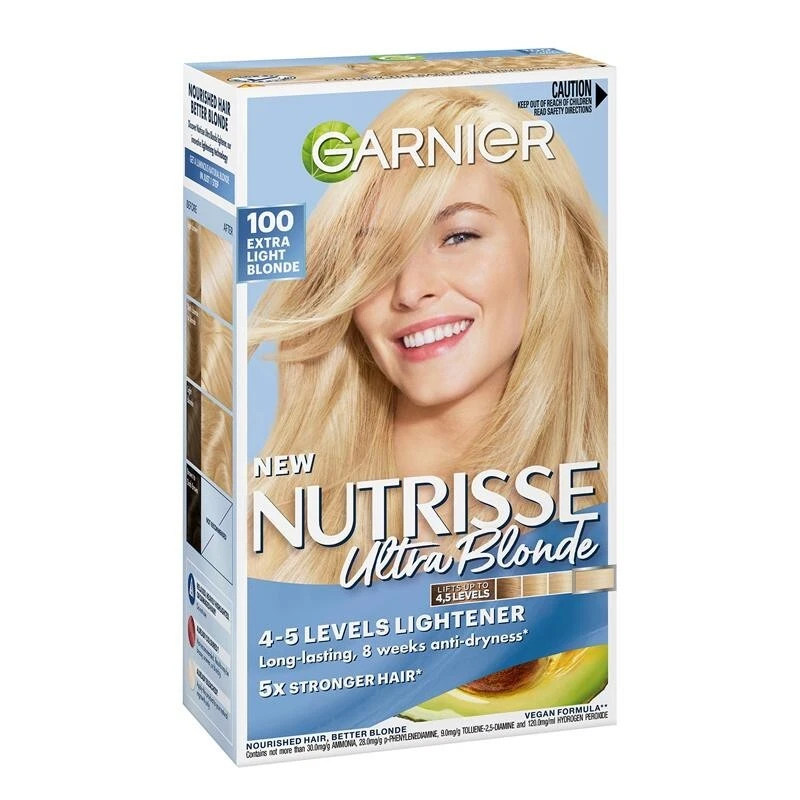 Tinte de cabello Garnier Nutrisse 100 rubio extra claro color gris cobertura completa x 5 piezas Foto 2 de 3