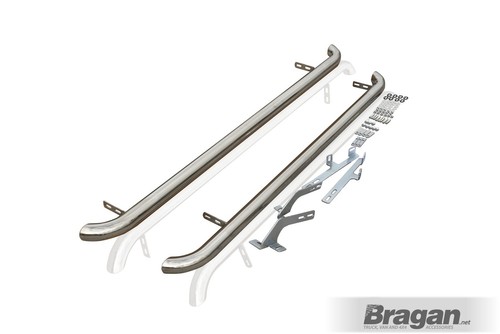 Side Bars - Curved For Ford Courier 2014+ Chrome Steps Stainless Van Accessory - Picture 2 of 8