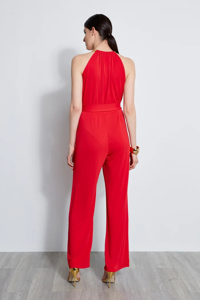 Elie tahari collection Women's Sleeveless Chain BLAZE RED Jersey Jumpsuit Size M image 7