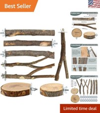 8-Piece Natural Wood Bird Perch Set for Happy, Healthy Birds - Safe  Durable