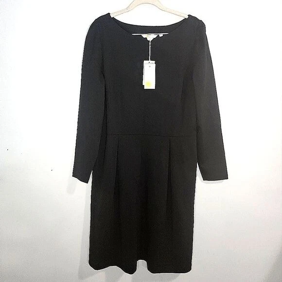 NWT Boden Melanie Ponte Pleated Shoulder Women 12 Black Mini A-Line Dress |  eBay