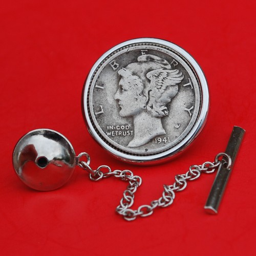 USA 1916 ~ 1945 Mercury Dime 90% Silber Münze Tie Tac Tack Pin NEU - Bild 47 von 55