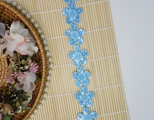 Daisy Chain 35mm W Fine Flower Lace Trim 2 Yrd Multicolor Add Touch of Springtim - Picture 27 of 91
