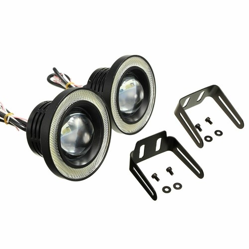 2x 3.5" COB LED Fog Light Projector Car Lamp White Angel Eye Halo Ring DRL Bulb - Picture 4 of 10