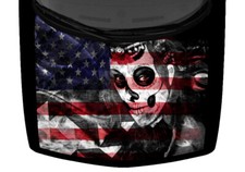Vivid US Flag Sugar Skull Graffiti Brick Vinyl Hood Wrap Truck Car Graphic Decal