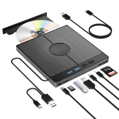 Multifunctional External Optical Drive CD DVD -/+RW Player Burner USB3.0 Type-C