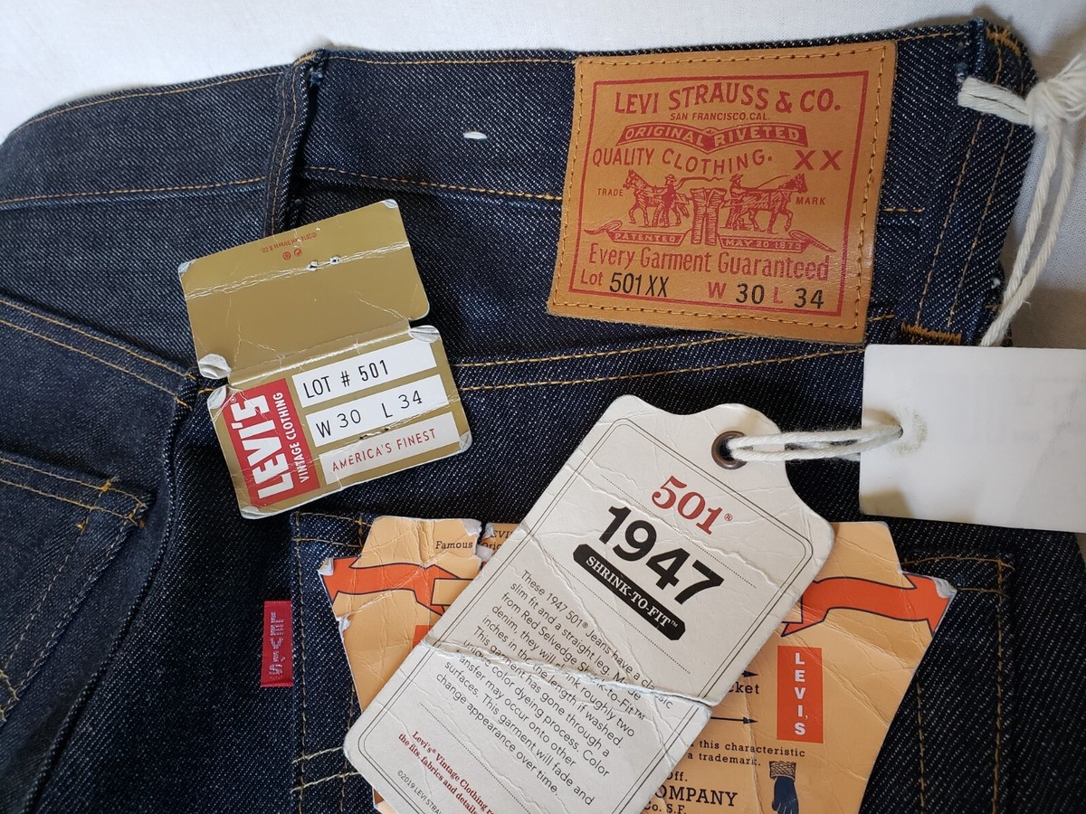 LVC1947 新品 Levi's W30 L34 NWT LVC Levi's Vintage Clothing 1947 501 XX W30L34 Big E