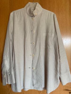 Designer ALL Made in Italy Leinenbluse Langarm IT 46 - DE 42/44 Beige Leinen