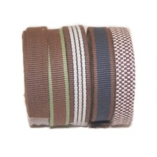 59in 4bu Japan Sanadahimo Cotton Cords Obi Craft Ribbon 5Set Brown Tones
