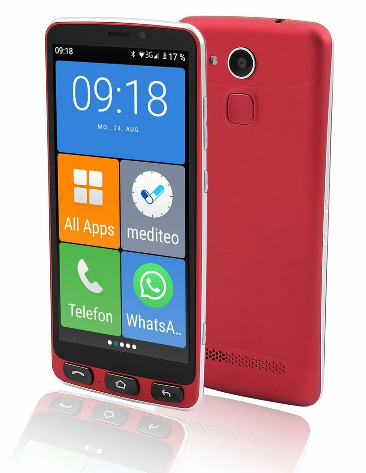 Olympia Senioren Smartphone Android 16Gb Handy Seniorentelefon Seniorenhandy rot - Bild 3 von 4
