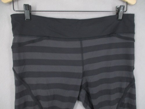 Lululemon Shorts Womens 12 Black Grey Striped Gym Yoga Running Compression - Picture 2 of 17
