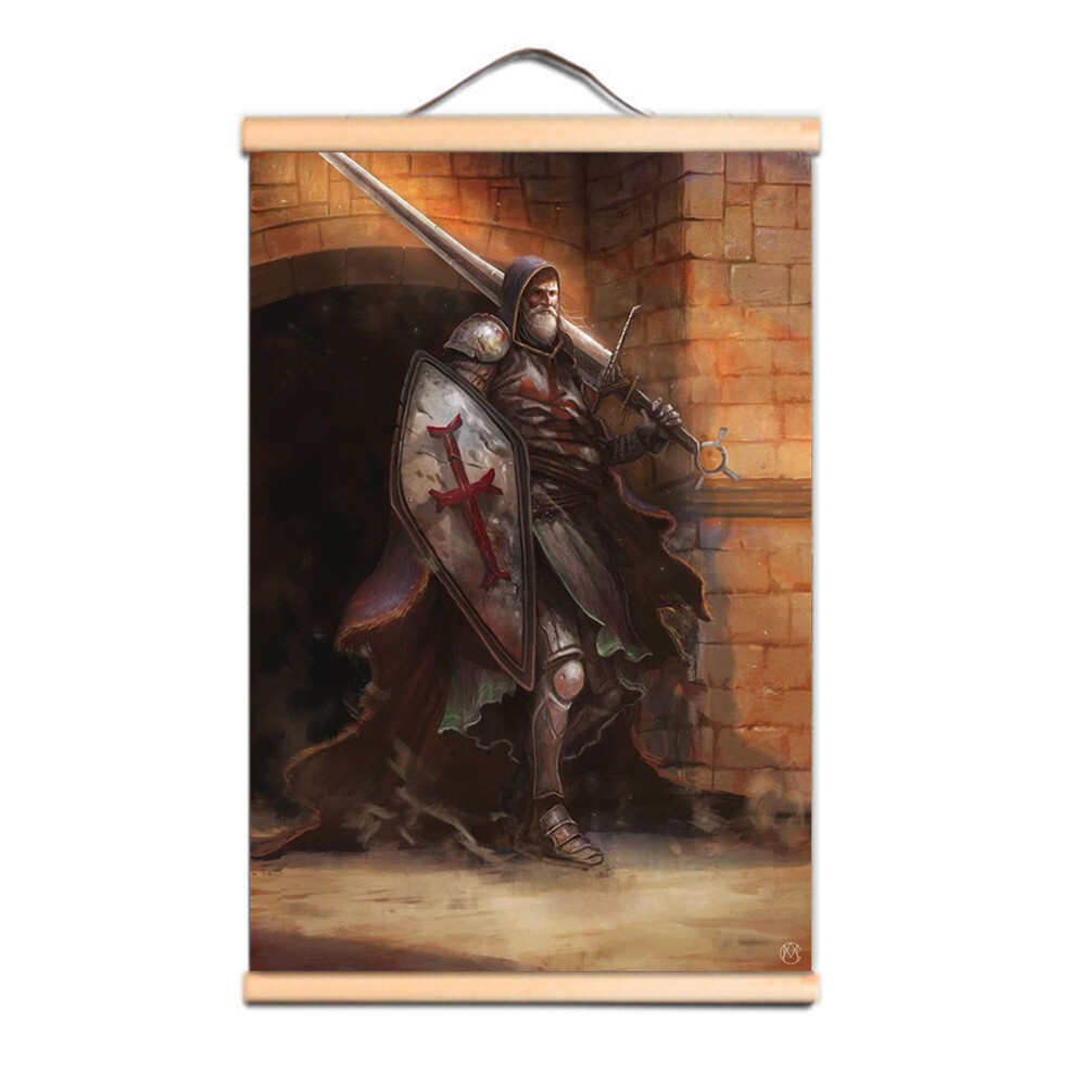 Crusader Warrior Art Poster Knights Templar Mural Home Decor Scroll Painting-image