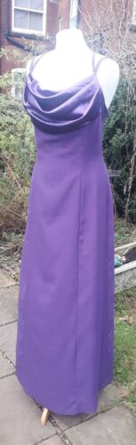 Vintage handmade purple satin fitted cowl neck low back dress, prom gown UK 12 - Picture 5 of 6
