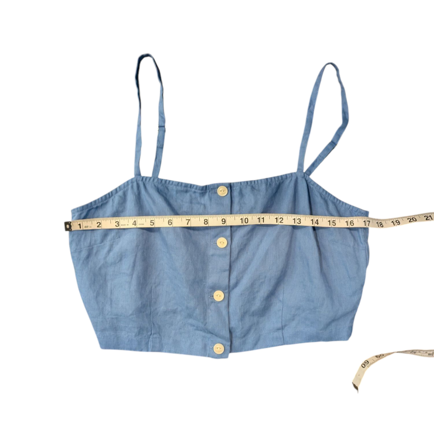 Outerknown Eclipse Linen Tank Top Cropped Blue St… - image 11