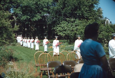 Students Girls Walking in High School Graduation Outside 60s Vintage 35mm Slide