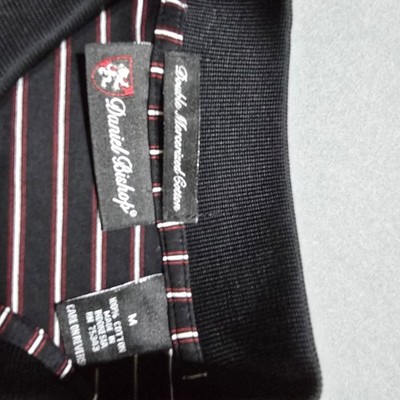 モカ Daniel Bishop Polo Shirt Mens Medium Black Striped Double