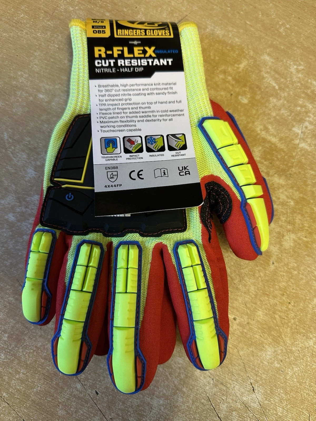 Ansell R-Flex 085 Insulated Cut Resistant Nitrile Half Dip Gloves M/9 8 Pairs