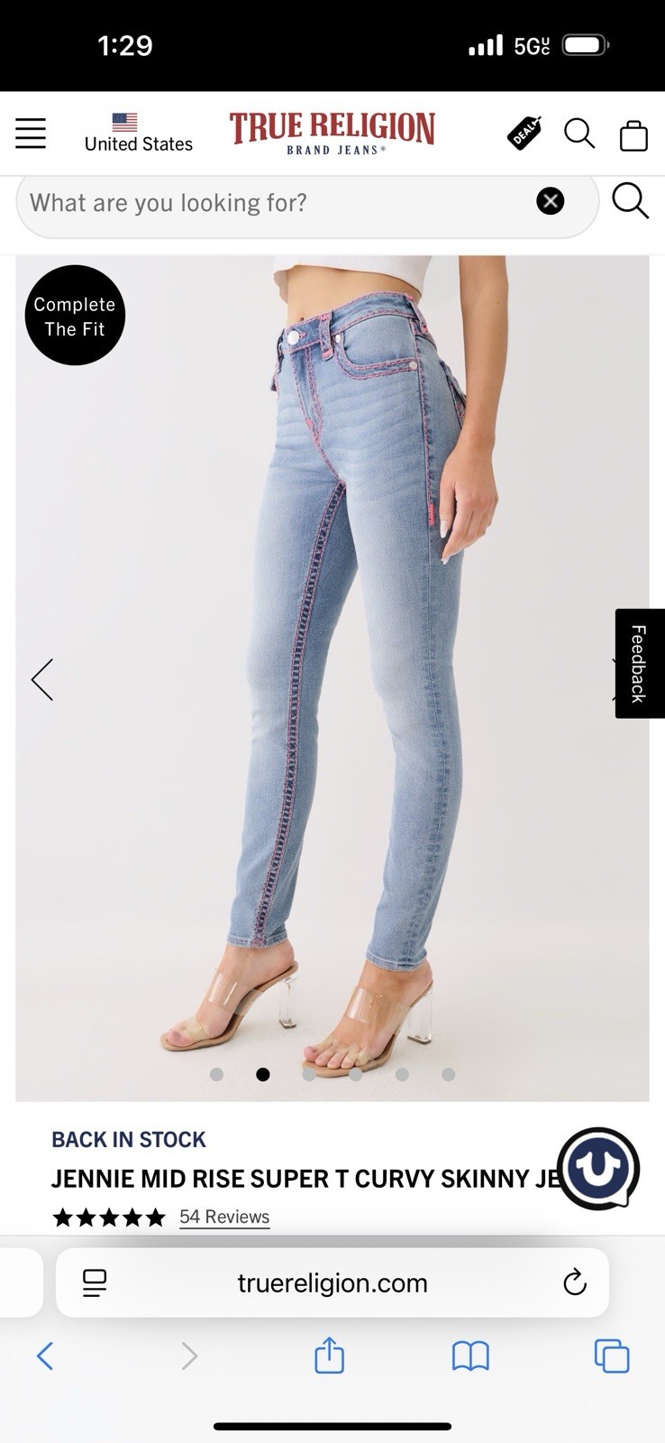 BNWT True Religion Jennie Curvy Mid-Rise Skinny Jeans  Women Sz 27 San Clemente  thumbnail 2